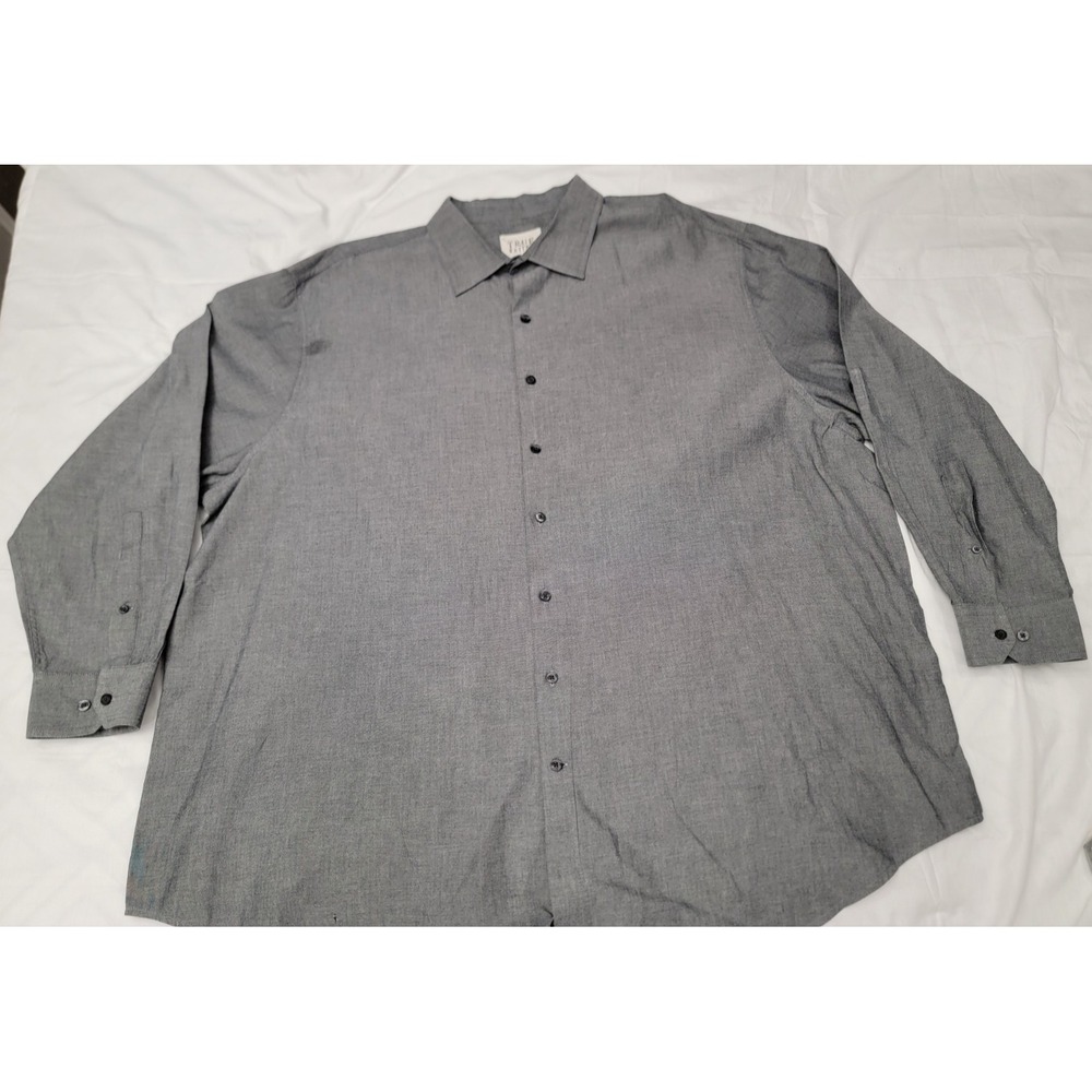 True Nation Button Up Long Sleeve Shirt Mens 3XL 100% Cotton Gray Chambray
